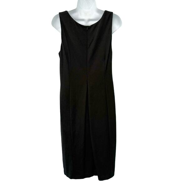 Eileen Fisher Black Ponte Asymmetrical Neck Sheath Sleeveless Pencil Dress Sz 10 - Picture 5 of 10